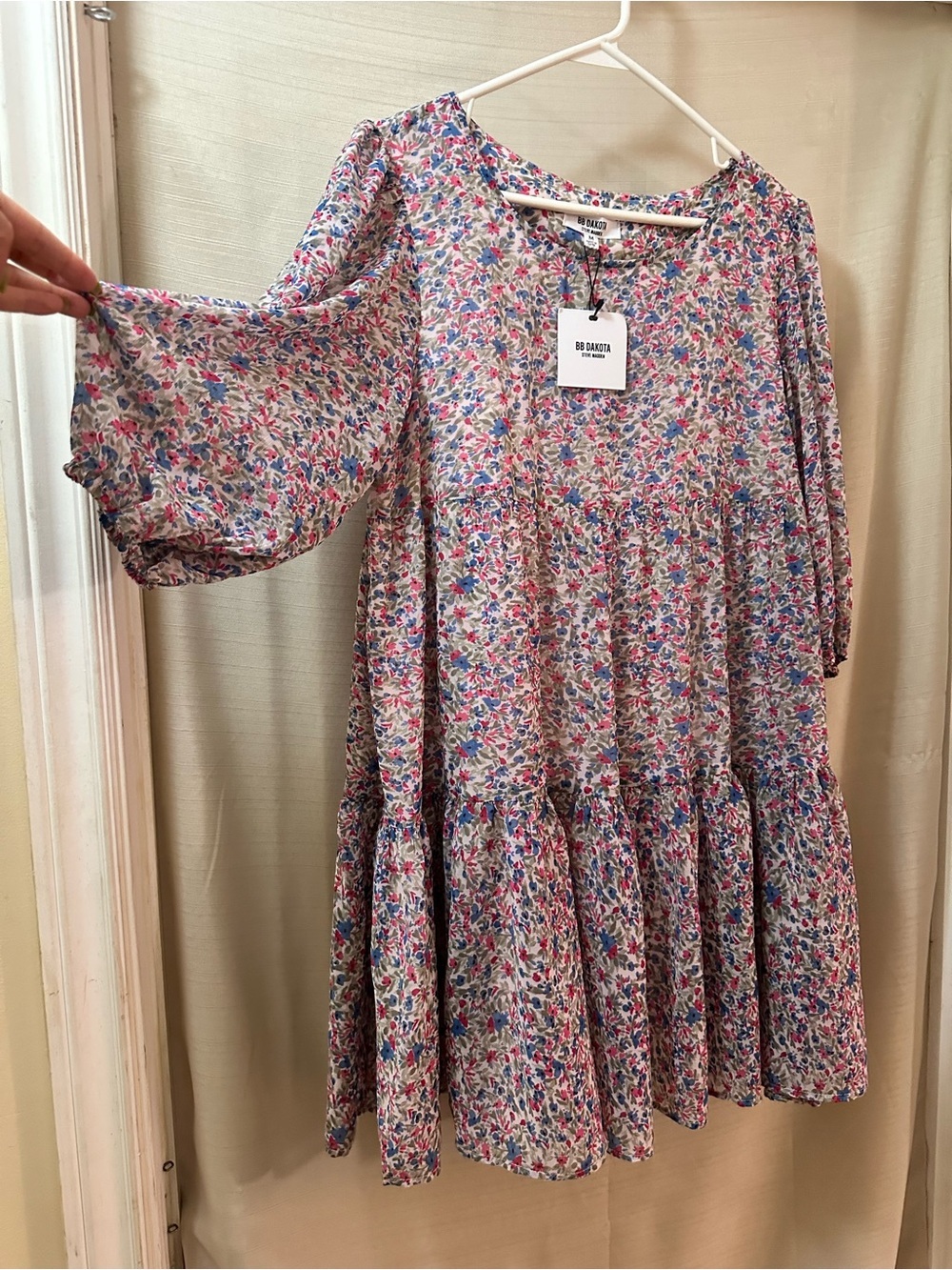 BB Dakota Steve Madden Floral Babydoll Mini Dress Puff Sleeve Boho Medium